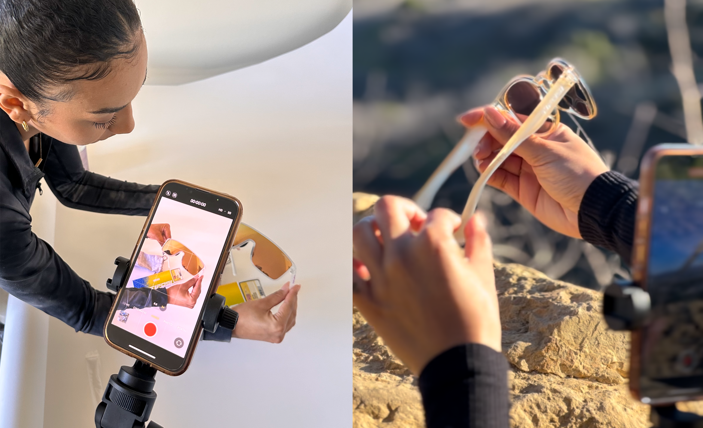 BTS photos of creating UGC-style content