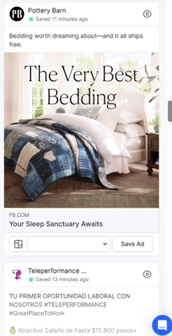 Saving an ad from Foreplay.co Discovery tab