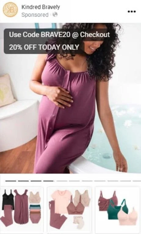 Kindred Bravely Facebook ads screenshot